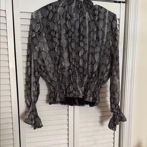 Elegant Black Snake Print Women's Top